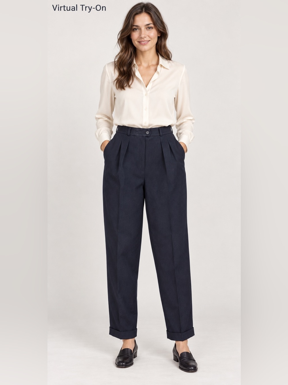 Vintage Lauren Ralph Lauren Petite 12P Navy 100% Wool Pleated Cuffed Pants USA